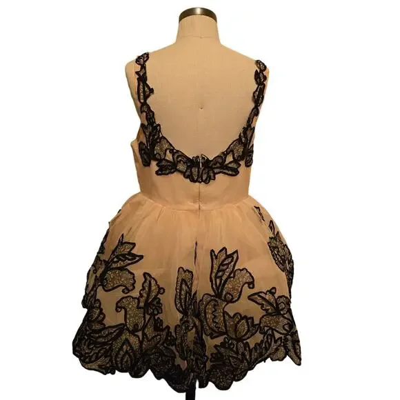 New Anthropologie Maeve Sleeveless V-Neck Lace Fit & Flare Mini Dress $298 SZ 14
